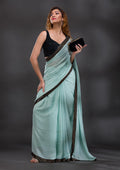 Sea Green Swarovski Georgette Saree