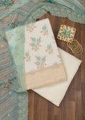Sea Green Threadwork Georgette Unstitched Salwar Suit