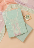 Sea Green Threadwork Organza Unstitched Salwar Suit
