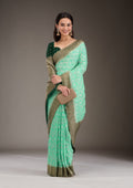Sea Green Zariwork Georgette Saree