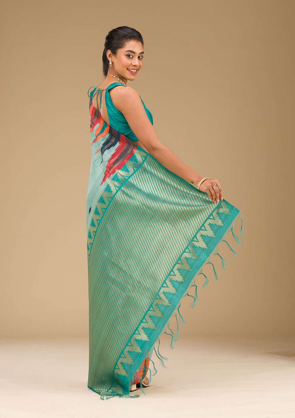 Sky Blue Printed Art Silk Saree