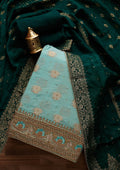 Sky Blue Stonework Semi Crepe Unstitched Salwar Suit