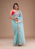Sky Blue Gottapati Tissue Saree
