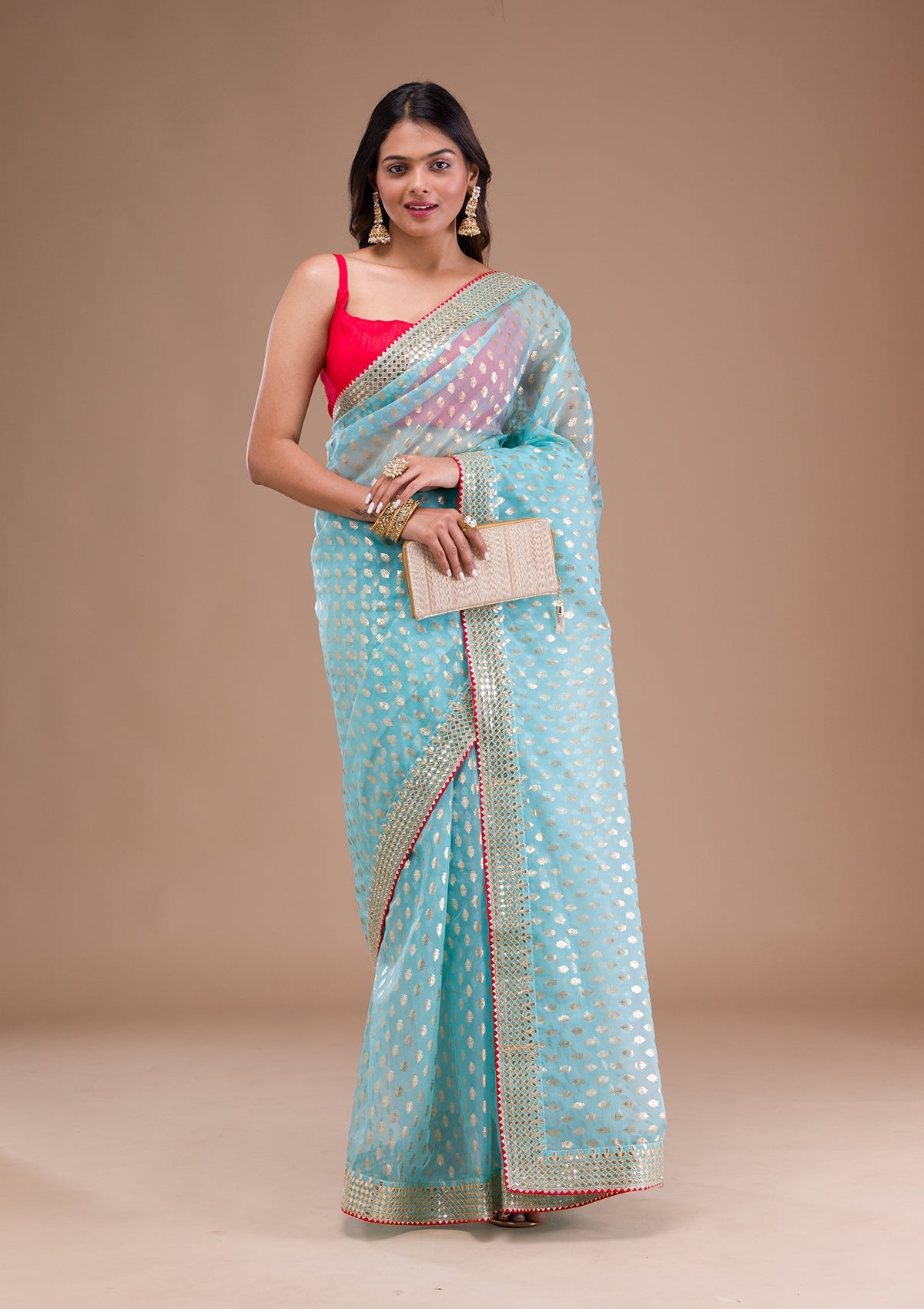 Sky Blue Gottapati Tissue Saree
