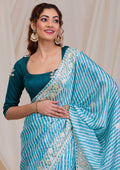 Sky Blue Gotapatti Satin Saree