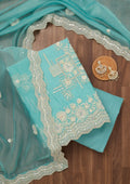 Sky Blue Sequins Georgette Unstitched Salwar Suit