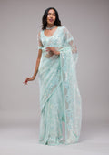 Sky Blue Sequins Net Saree