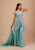 Sky Blue Sequins Shimmer Readymade Salwar Suit