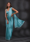 Sky Blue Stonework Satin Saree