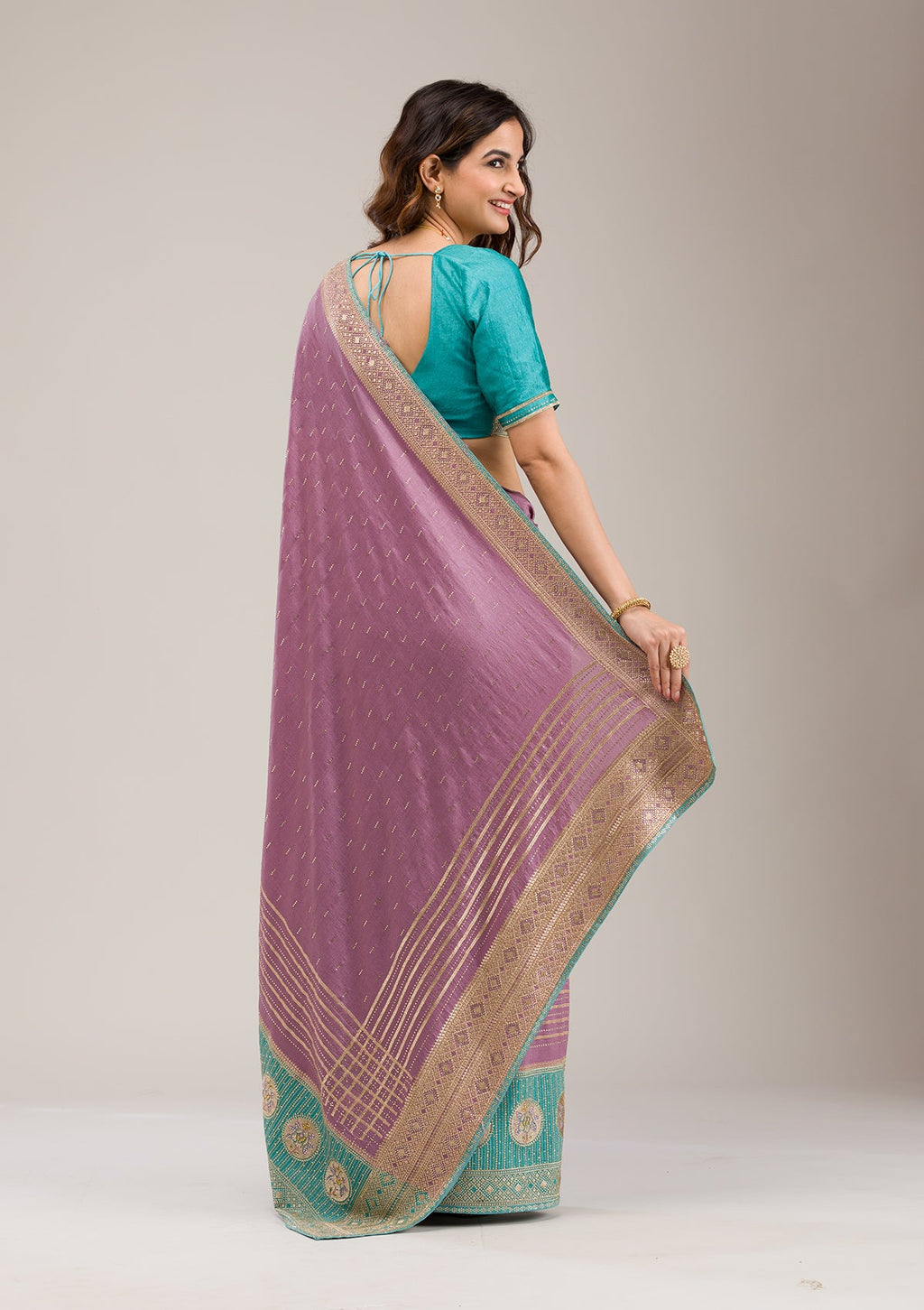 Sky Blue Stonework Soft Silk Saree