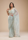 Sky Blue Stonework Tissue Saree