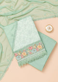 Sky Blue Threadwork Georgette Unstitched Salwar Suit