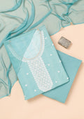 Sky Blue Threadwork Georgette Unstitched Salwar Suit