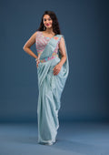 Sky Blue Cutdana Georgette Saree