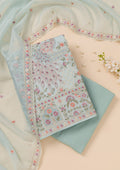 Sky Blue Zariwork Organza Unstitched Salwar Suit