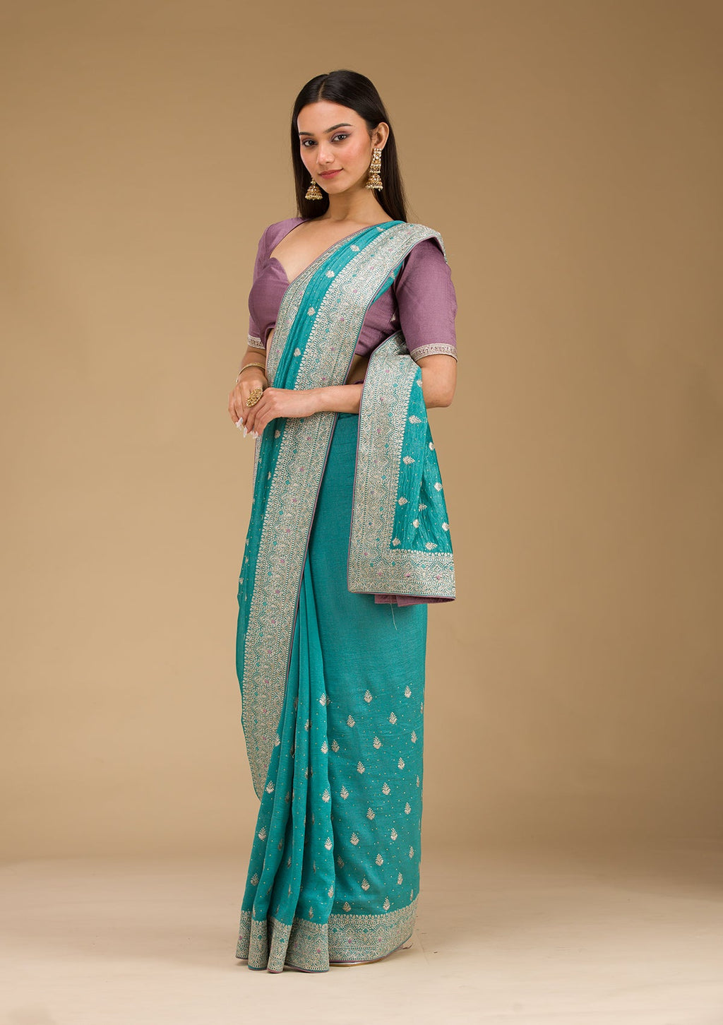Sky Blue Zariwork Silk Saree