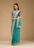Sky Blue Zariwork Silk Saree