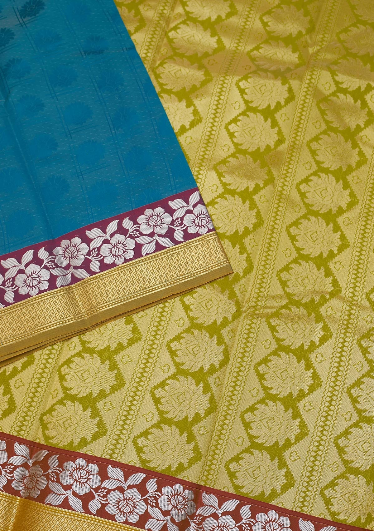 Turquoise Blue Zariwork Art Silk Saree