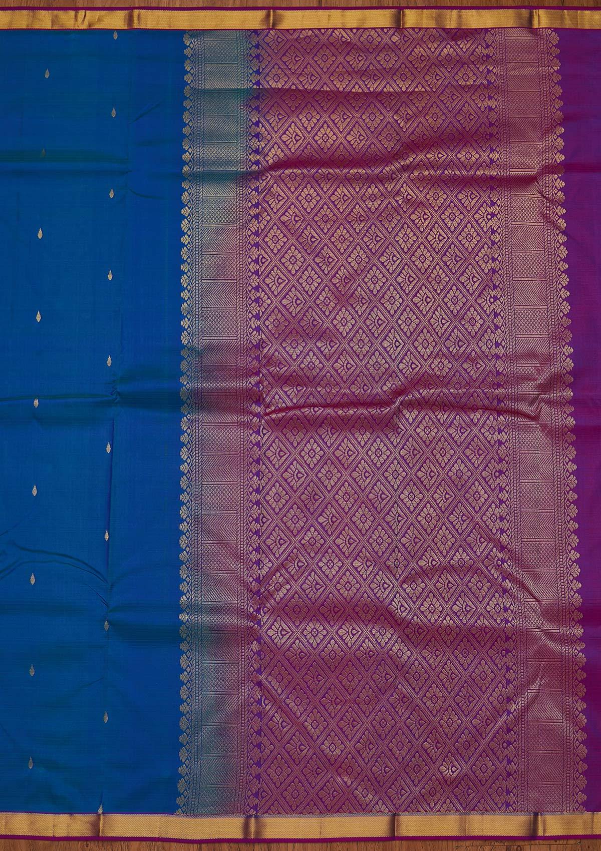 Turquoise Blue Zariwork Pure Silk Saree