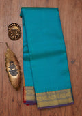 Turquoise Blue Zariwork Pure Silk Unstitched Saree