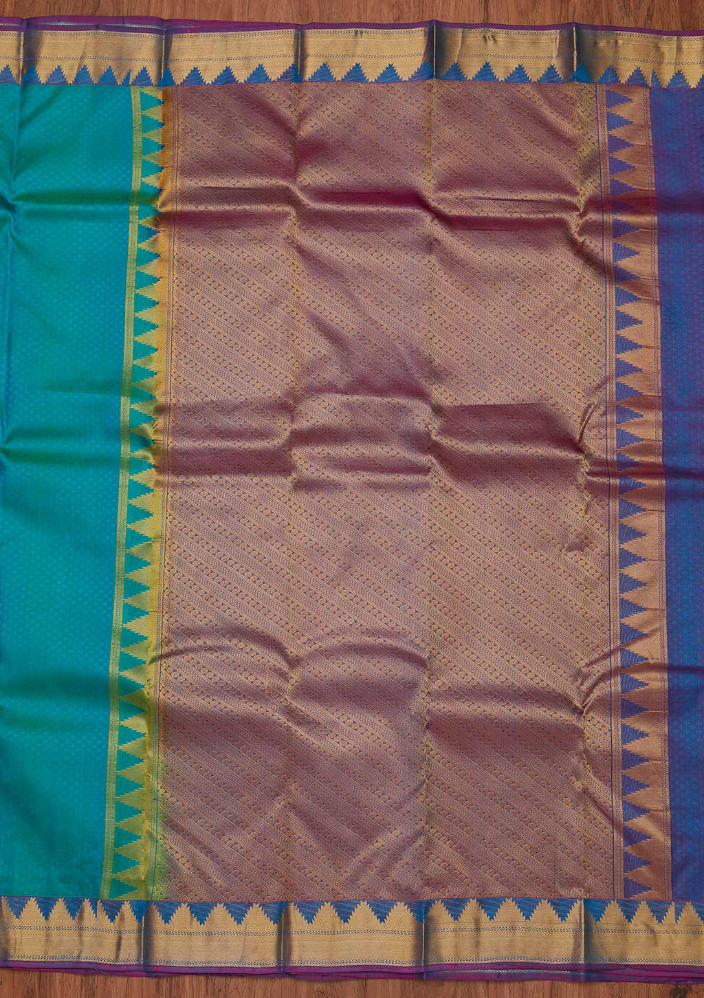 Turquoise Blue Zariwork Pure Silk Unstitched Saree