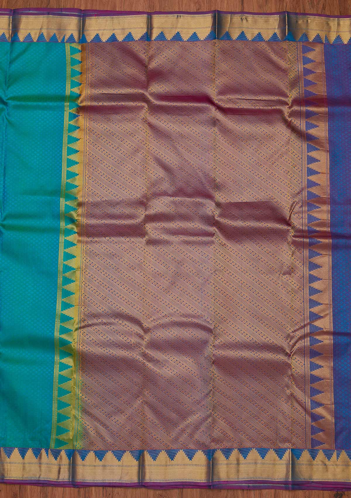 Turquoise Blue Zariwork Pure Silk Unstitched Saree