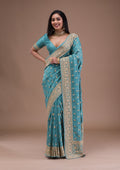 Sea Green Zariwork Raw Silk Saree