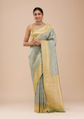 Turquoise Blue Zariwork Silk Saree