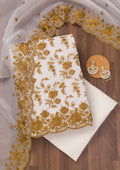 White Threadwork Tissue Unstitched Salwar Suit