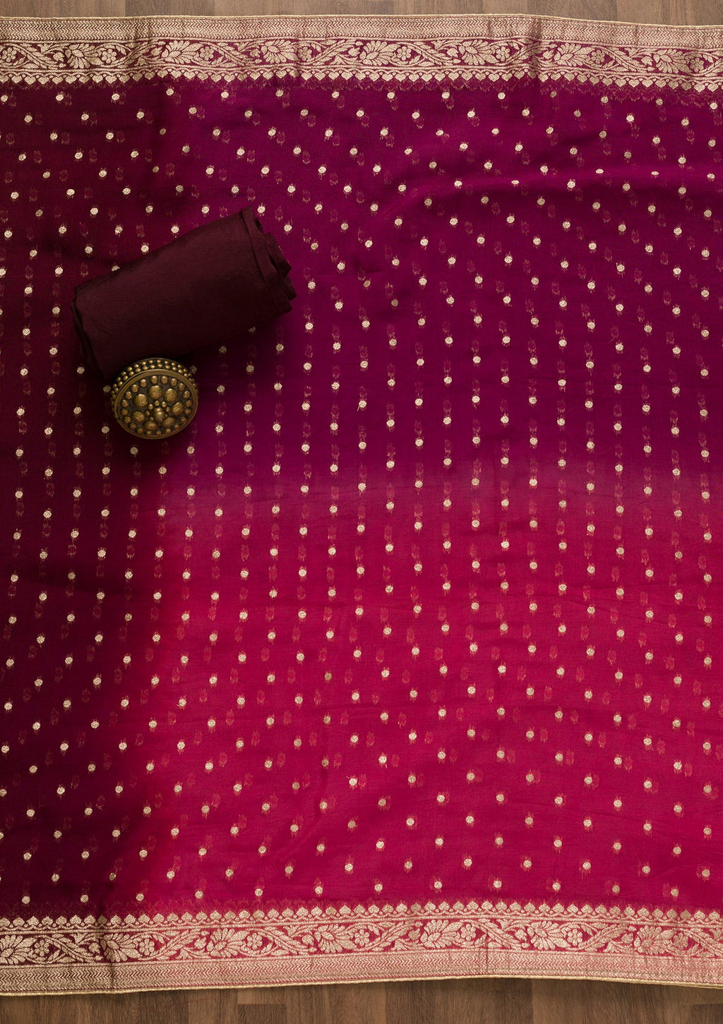 Wine Printed Semi Crepe Unstitched Salwar Suit