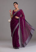 Wine Stonework Georgette Designer Saree