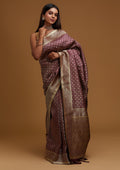 Wine Zari Work Banarasi Saree