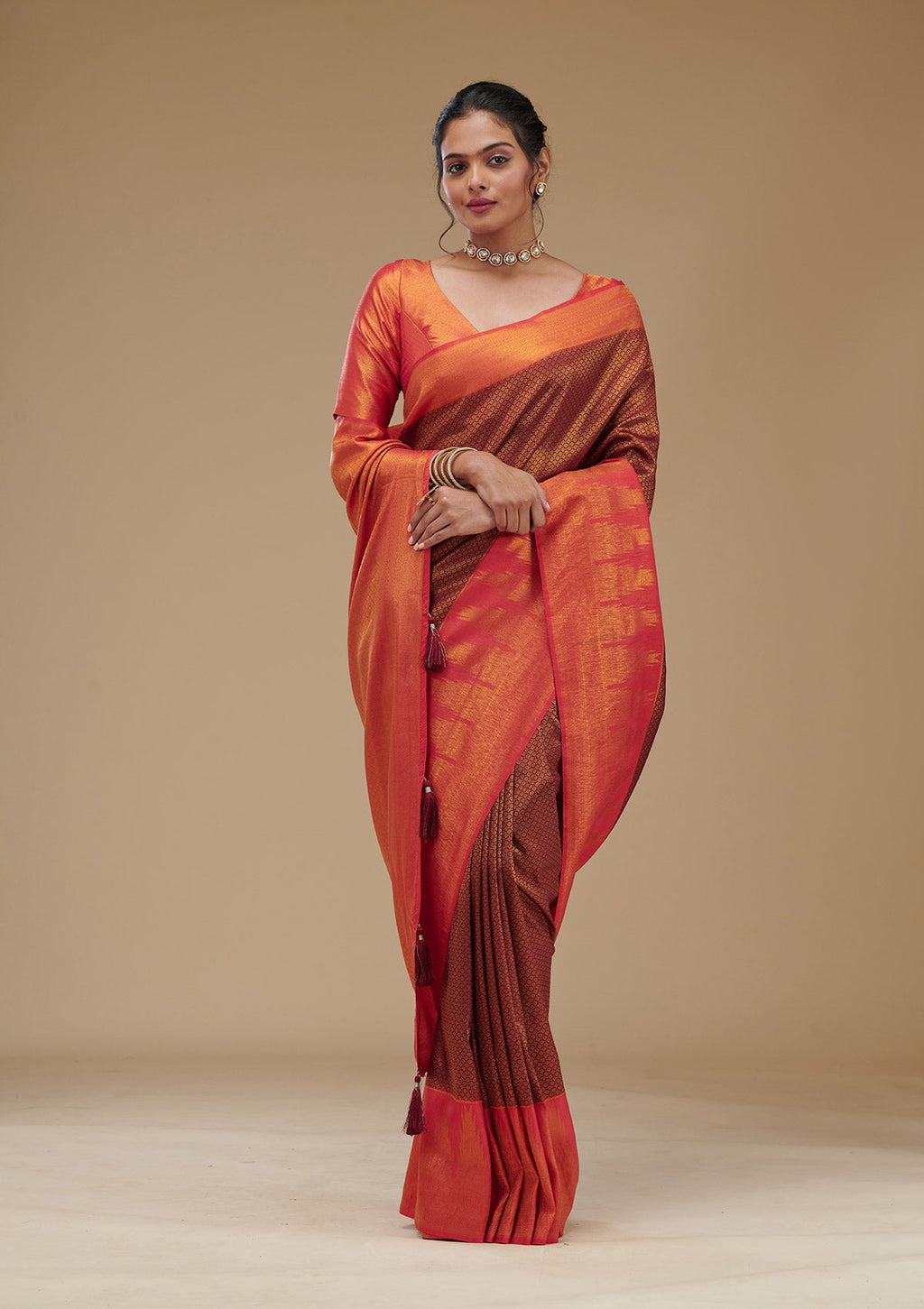 Wine Zariwork Art Silk Saree