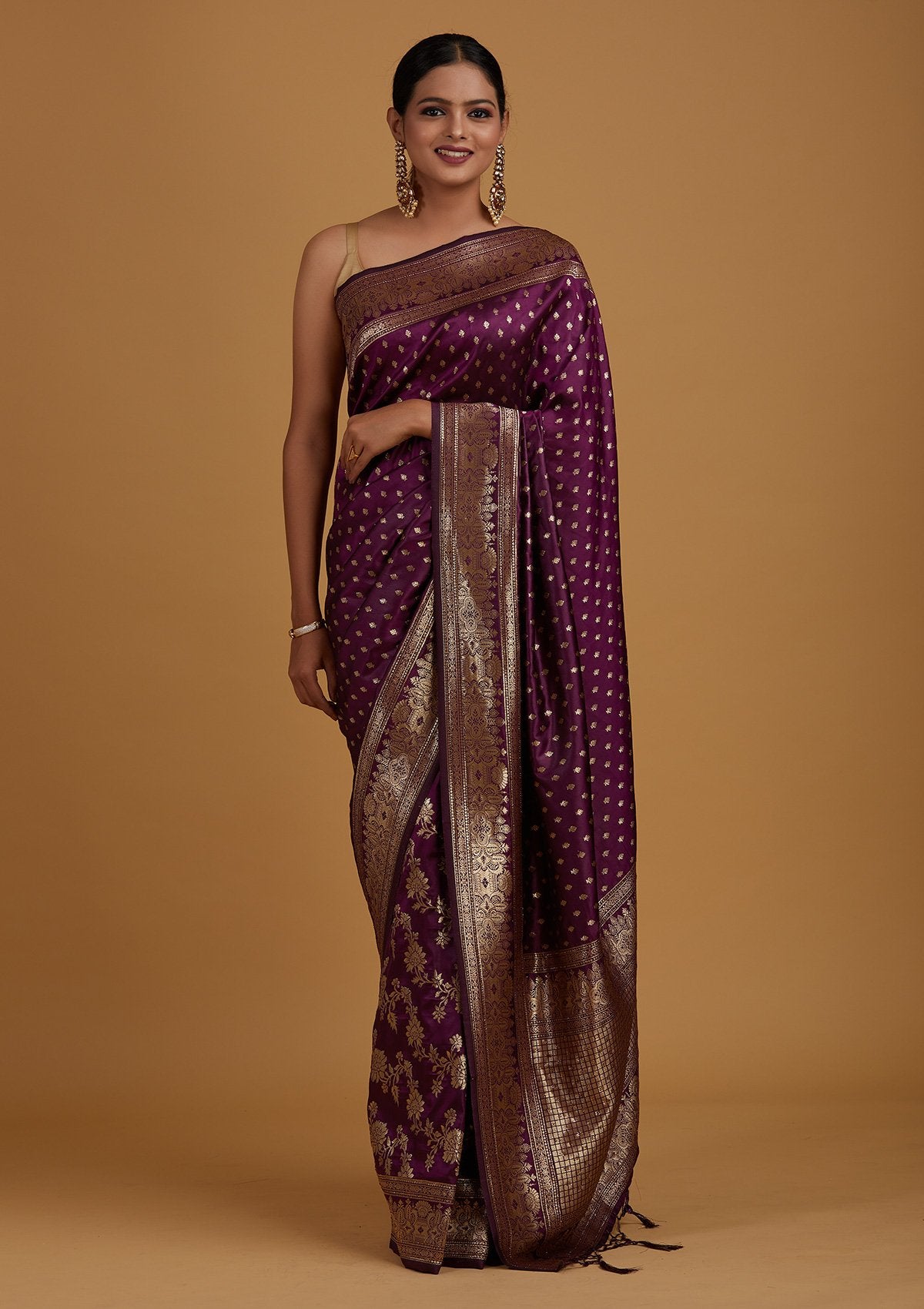 Wine Zariwork Banarasi Saree