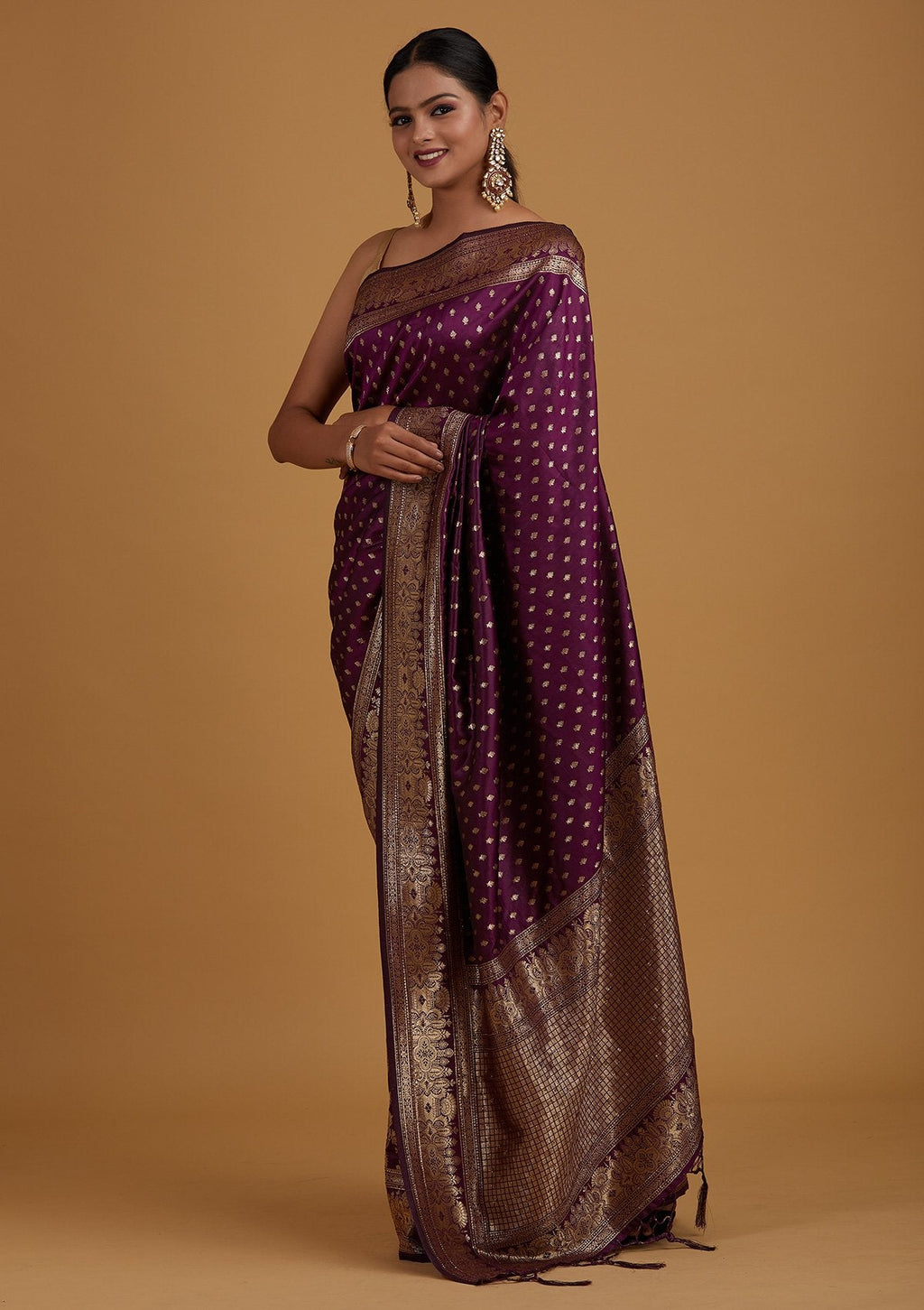 Wine Zariwork Banarasi Saree