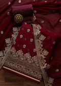 Wine Zariwork Georgette Unstitched Salwar Suit