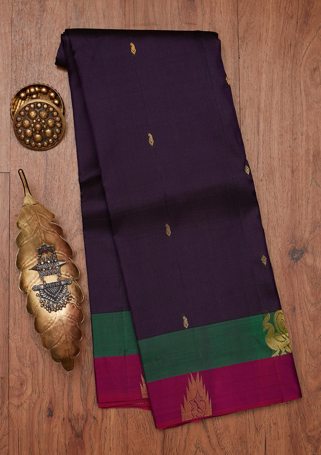 Wine Zariwork Pure Silk Unstitched Saree