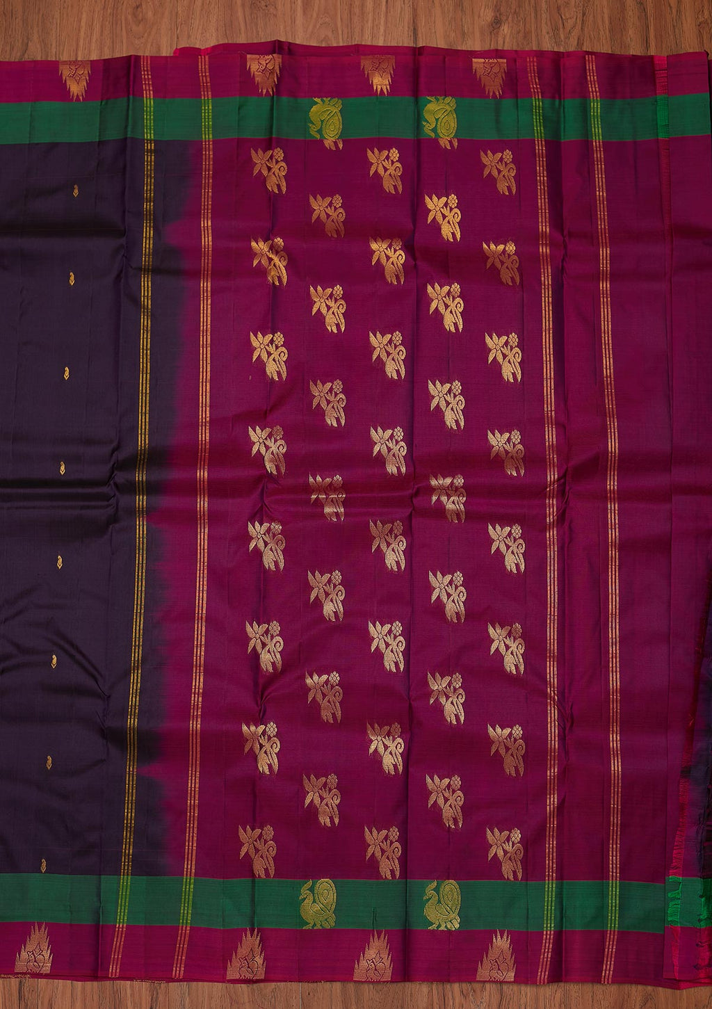 Wine Zariwork Pure Silk Unstitched Saree