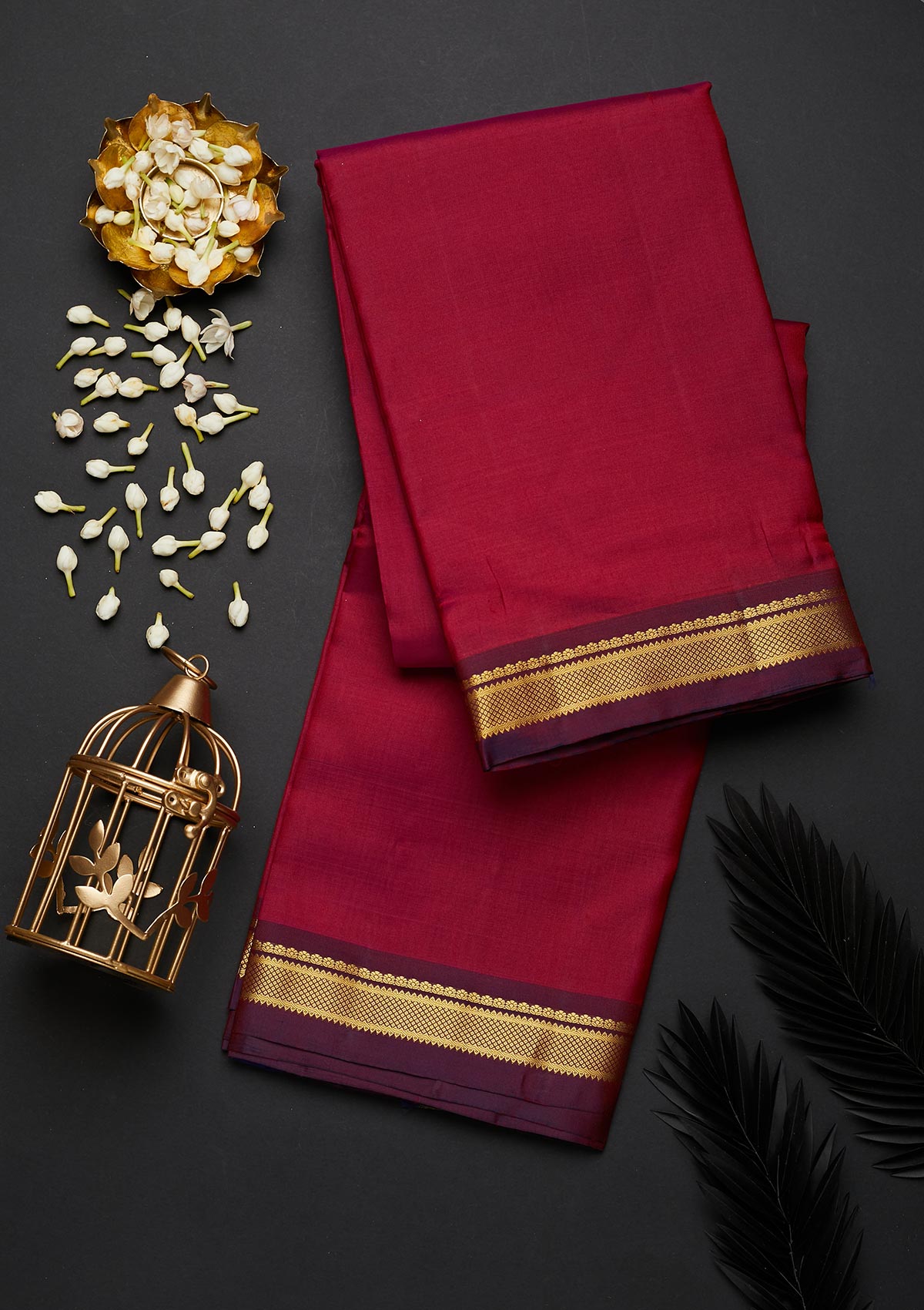 Wine Zariwork Pure Silk Saree