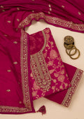 Wine Zariwork Tissue Unstitched Salwar Suit