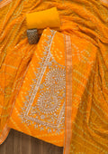 Yellow Bandhani Georgette Unstitched Salwar Suit