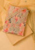 Yellow Printed Organza Unstitched Salwar Suit