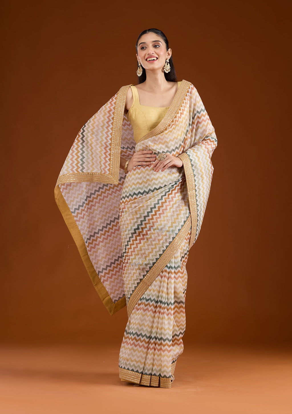 Yellow Sequins Tissue Saree