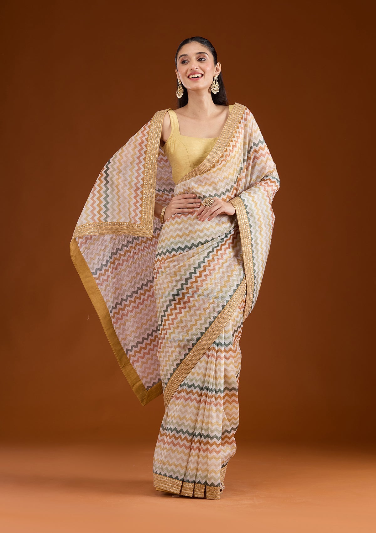 Yellow Sequins Tissue Saree