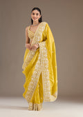Yellow Sequins Tissue Saree