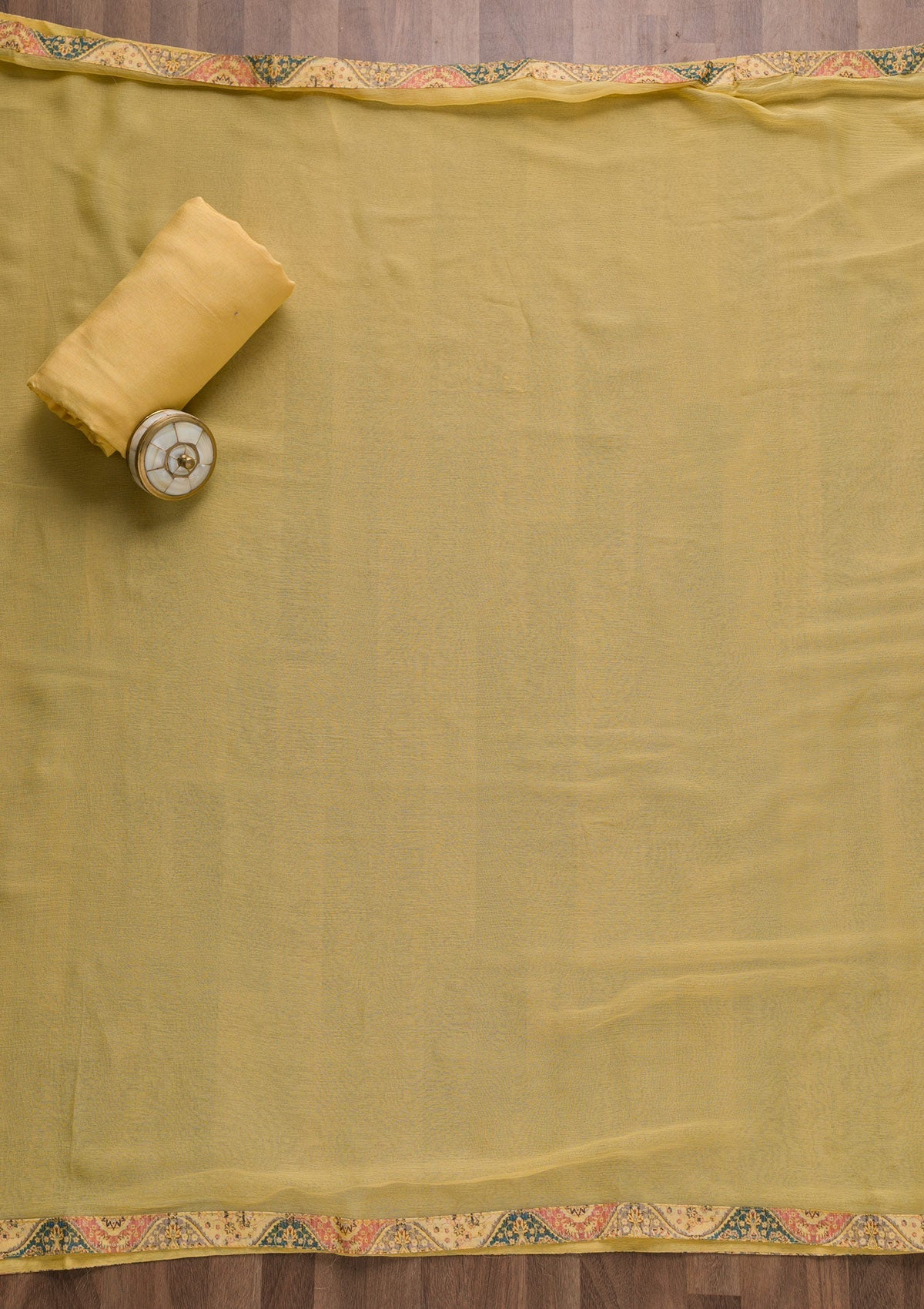 Yellow Stonework Tissue Unstitched Salwar Suit