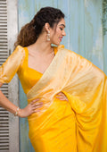 Yellow Ombre Satin Designer Saree