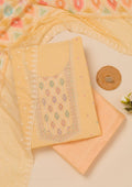 Yellow Threadwork Georgette Unstitched Salwar Suit