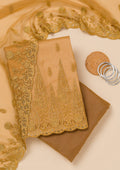 Mustard Threadwork Tissue Unstitched Salwar Suit