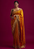 Yellow Zari Work Raw Silk Saree